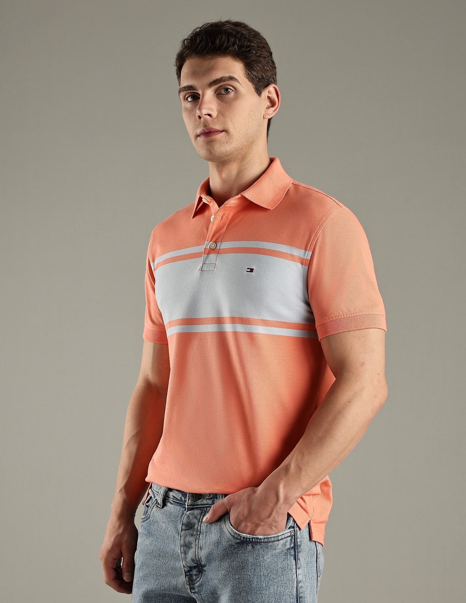 Tommy Hilfiger Striped Slim-Fit Cotton Polo T-Shirt