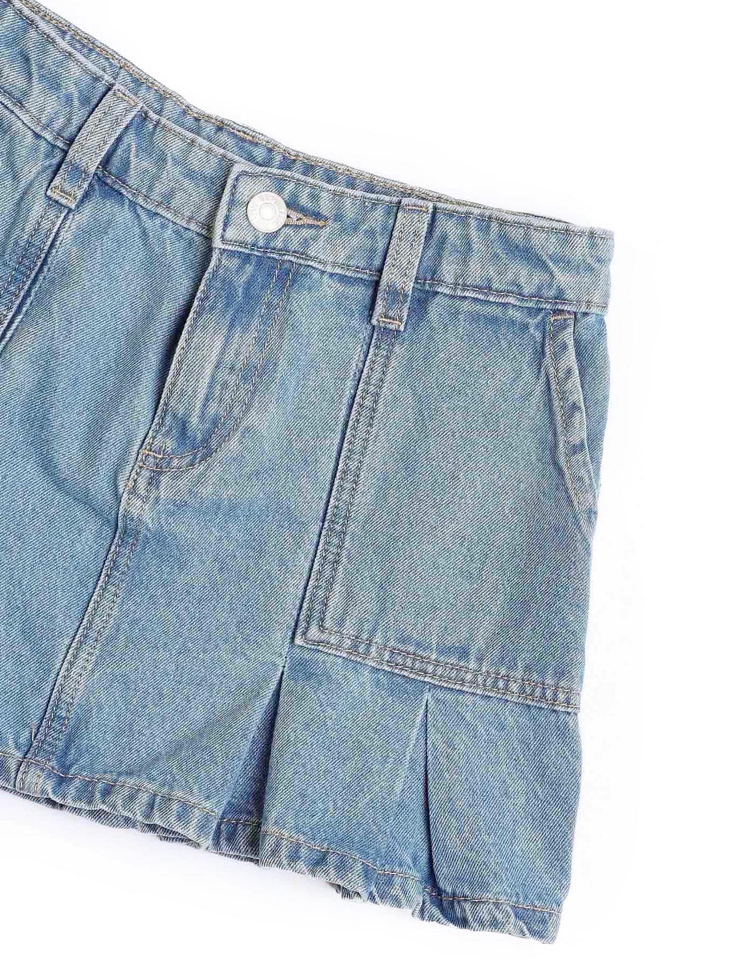 U.S. Polo Assn. Kids Girls Denim Pleated Skorts