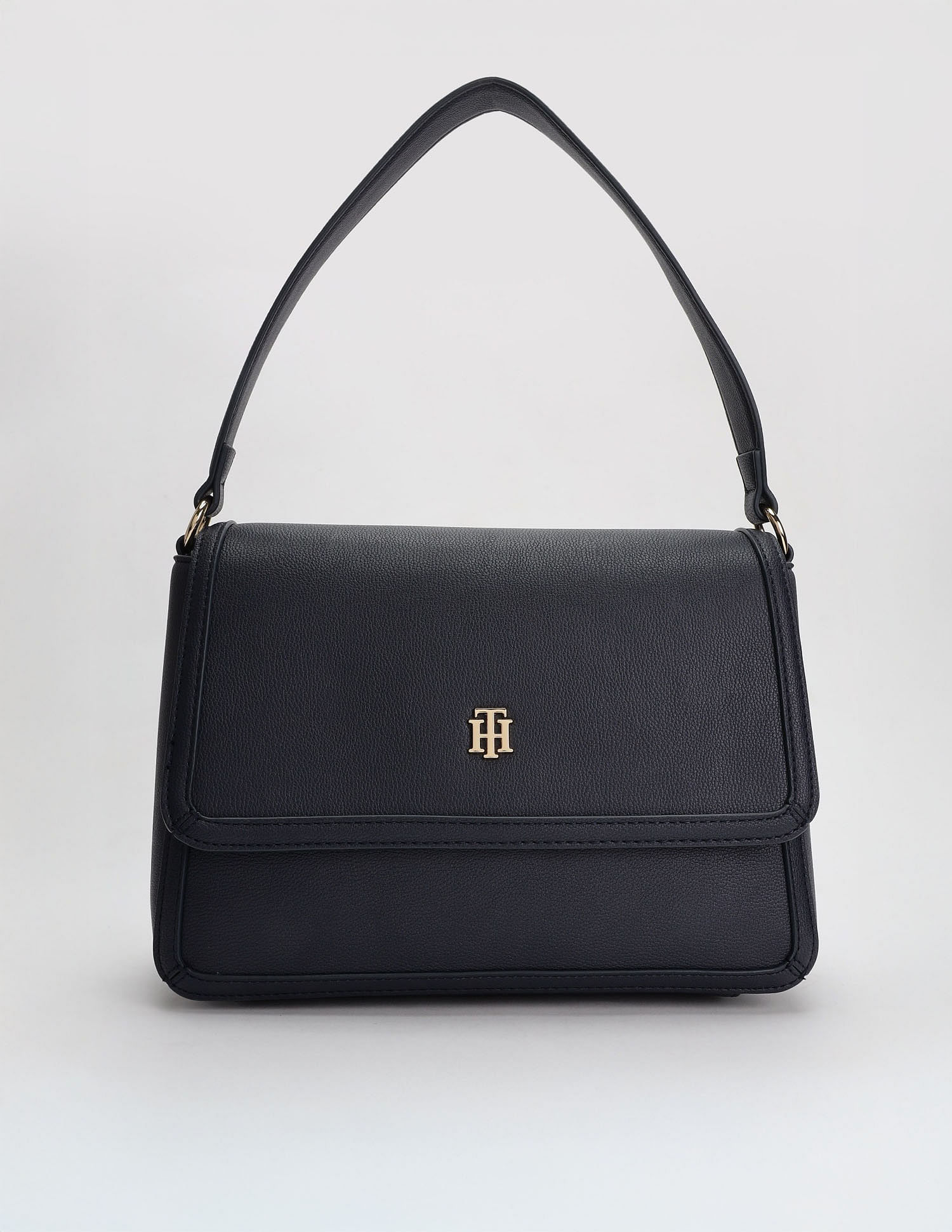 Tommy Hilfiger Solid Blue Pu Hand Bag