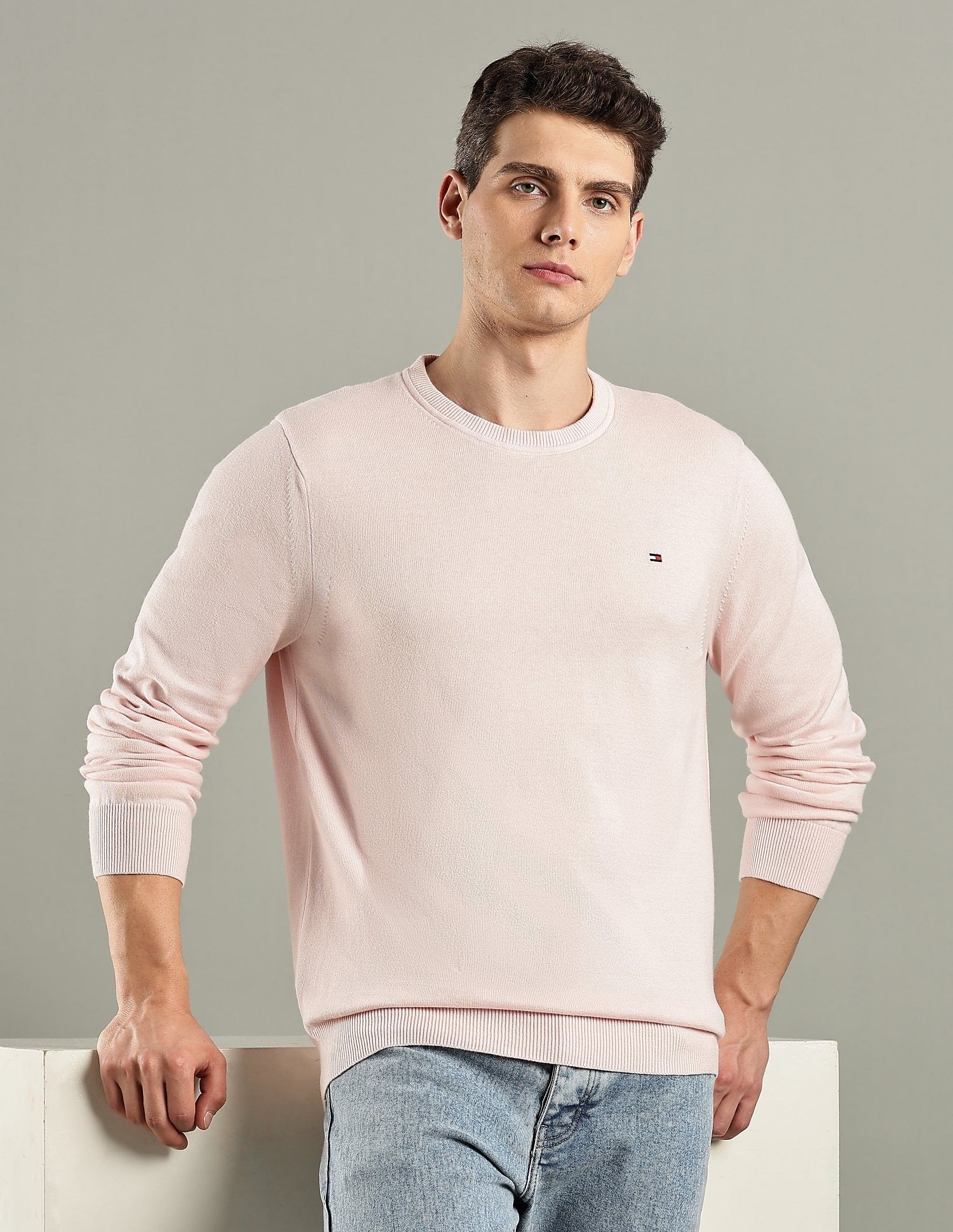 Tommy Hilfiger Solid Regular-Fit Cotton Sweater