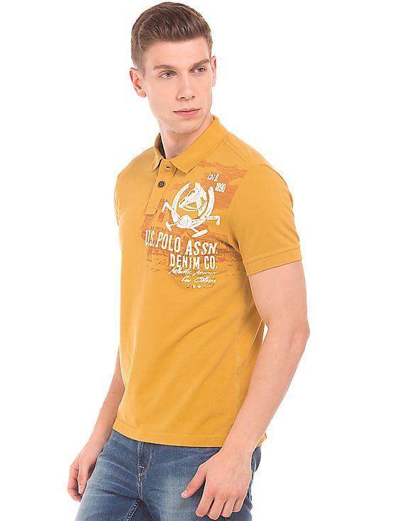 U.S. Polo Assn. Denim Co. Printed Front Muscle Fit Polo Shirt