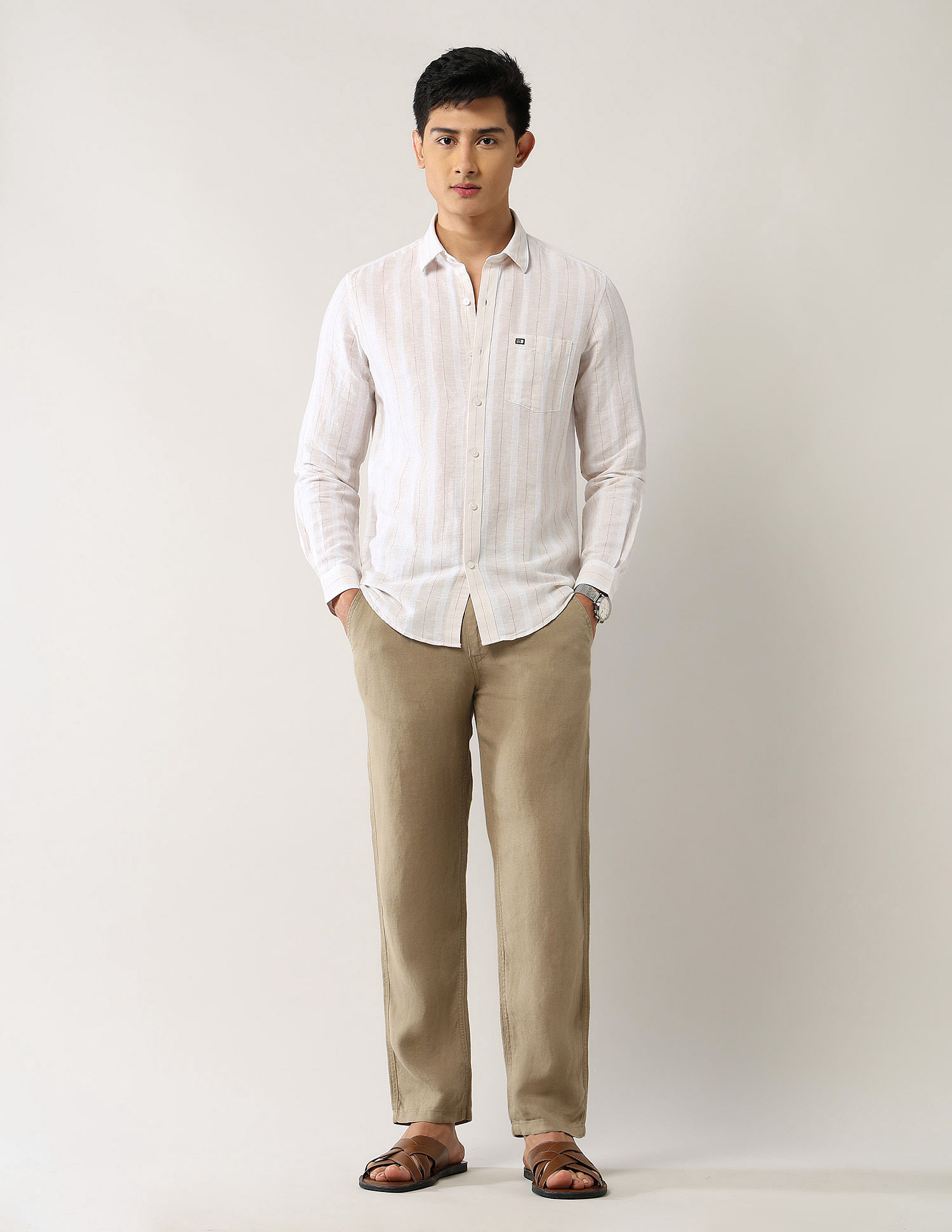 Arrow Sport Vertical Striped Pure Cotton Shirt