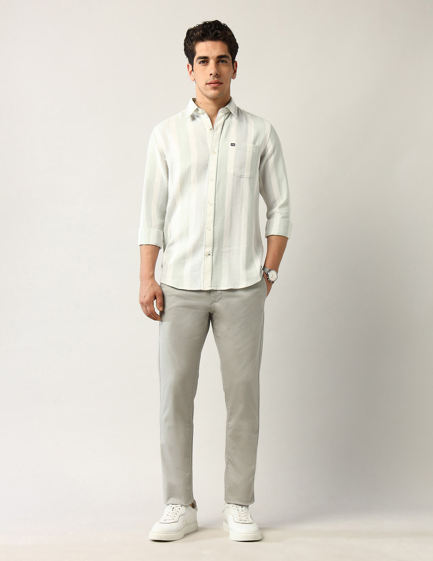 Arrow Sport Vertical Striped Slim Fit Shirt
