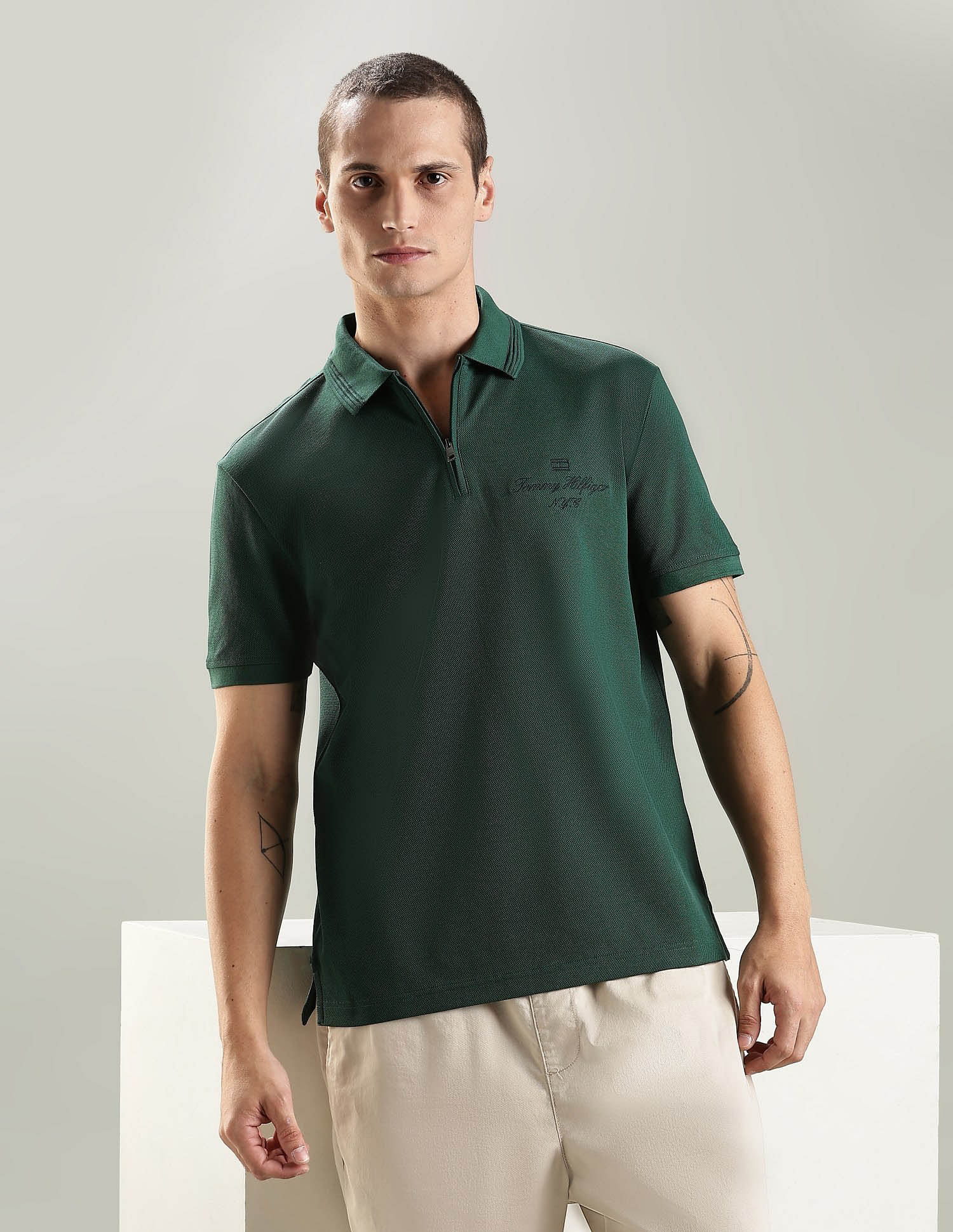 Tommy Hilfiger Embroidered Logo Regular Fit Cotton Polo T-Shirt