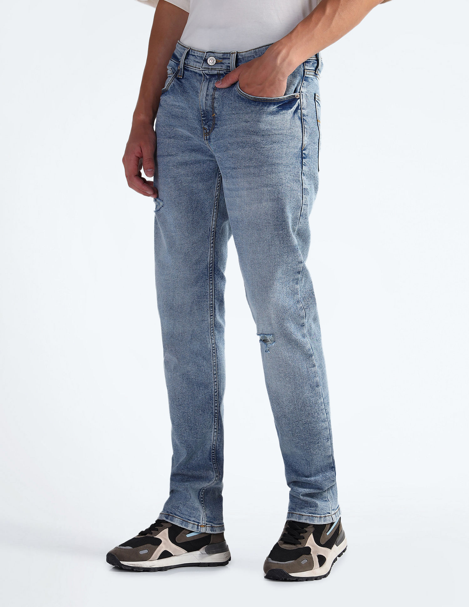 Flying Machine Freddie Slim Straight Stone Wash Jeans