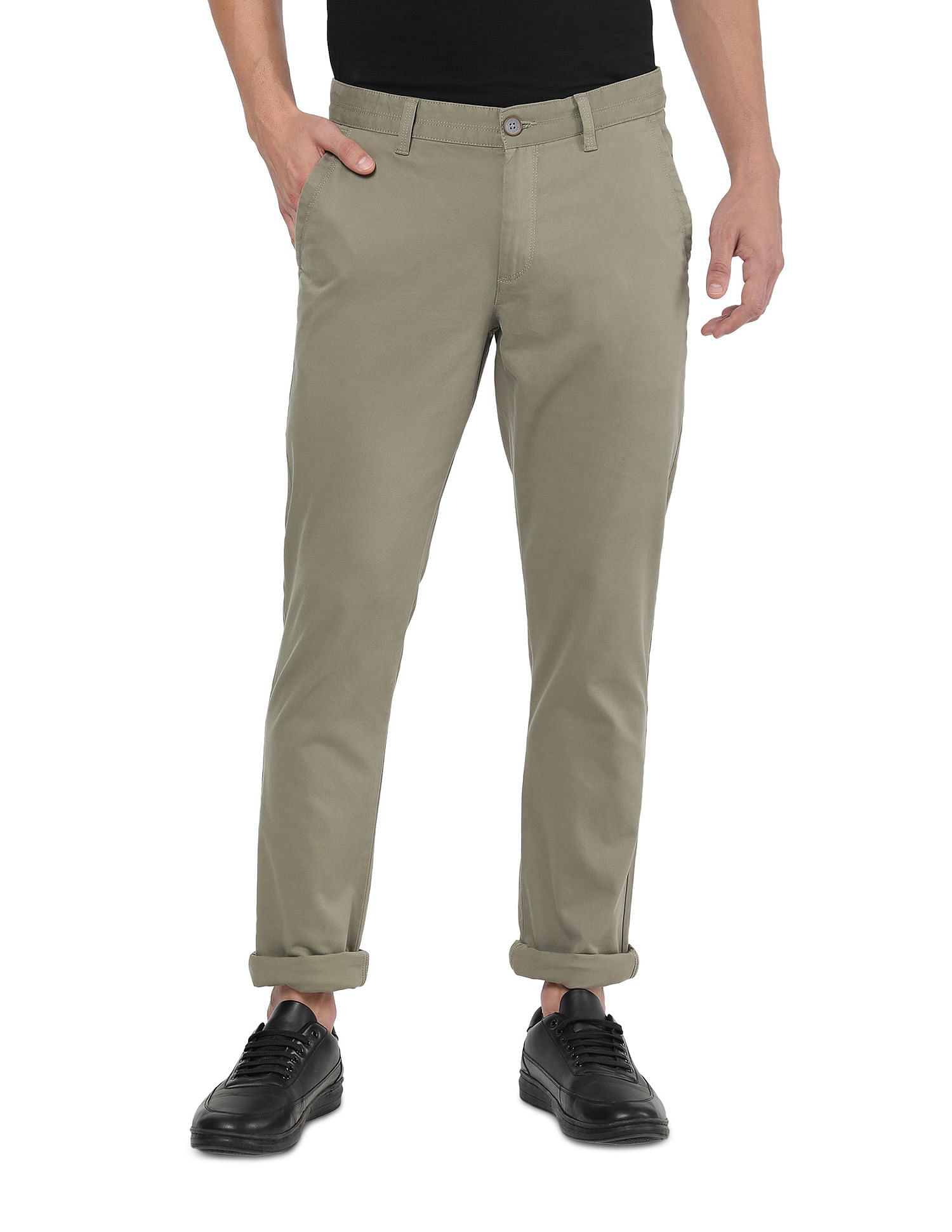 AD by Arvind Modern Slim Fit Solid Chinos