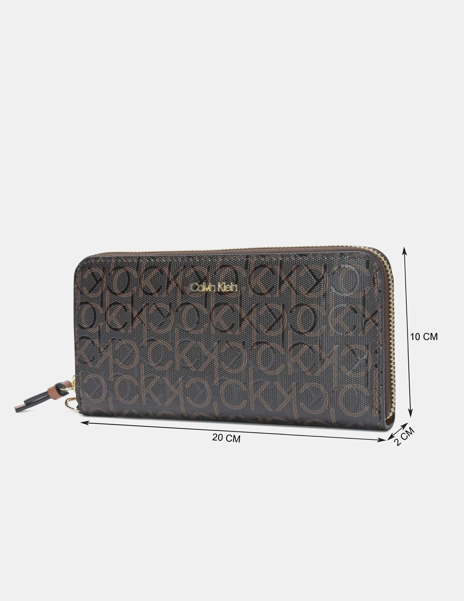 Buy Calvin Klein Logo Brown Polyurethane Zip-Around Wallet - NNNOW.com