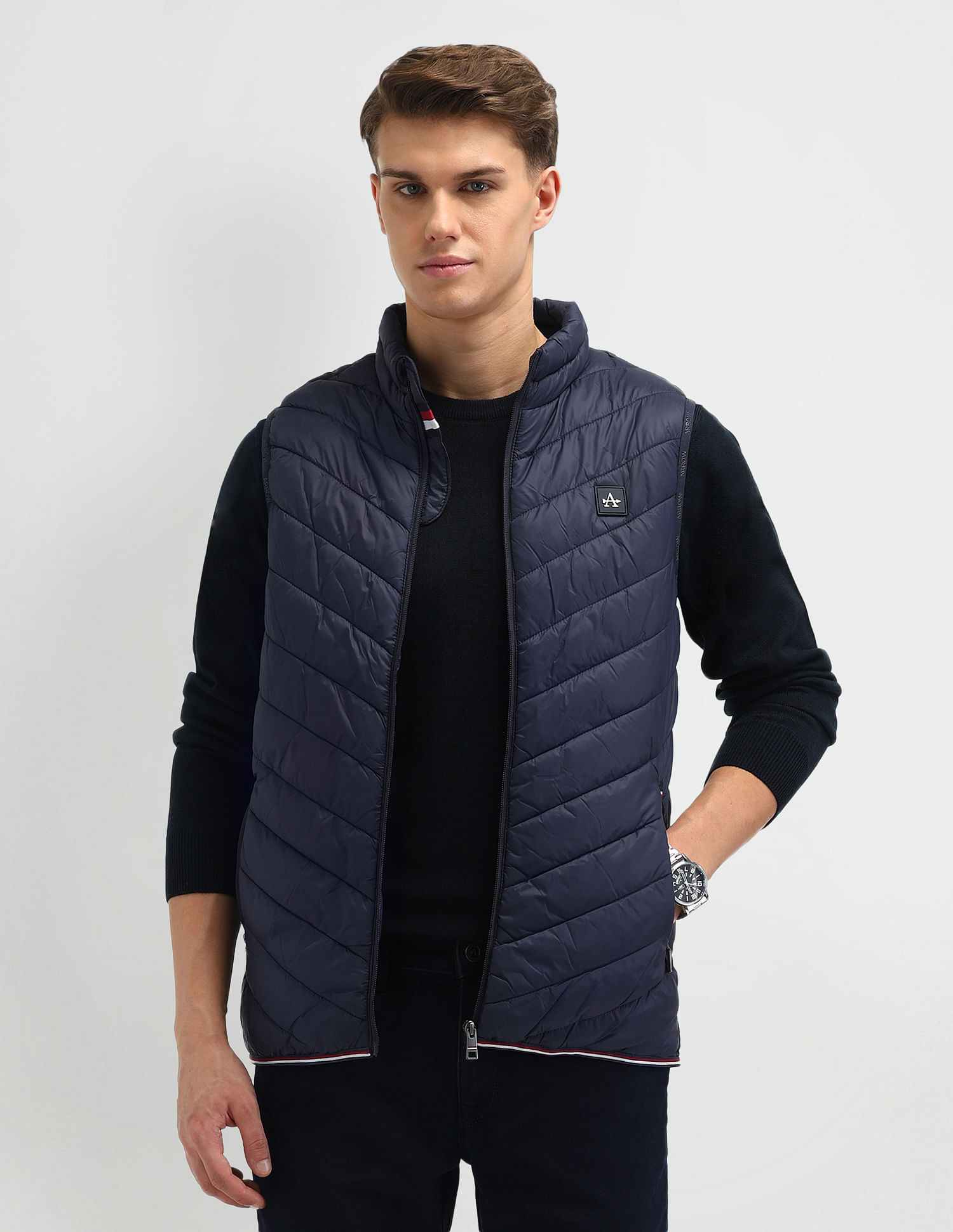 Arrow Sport Solid Regular Fit Reversible Packable Jacket