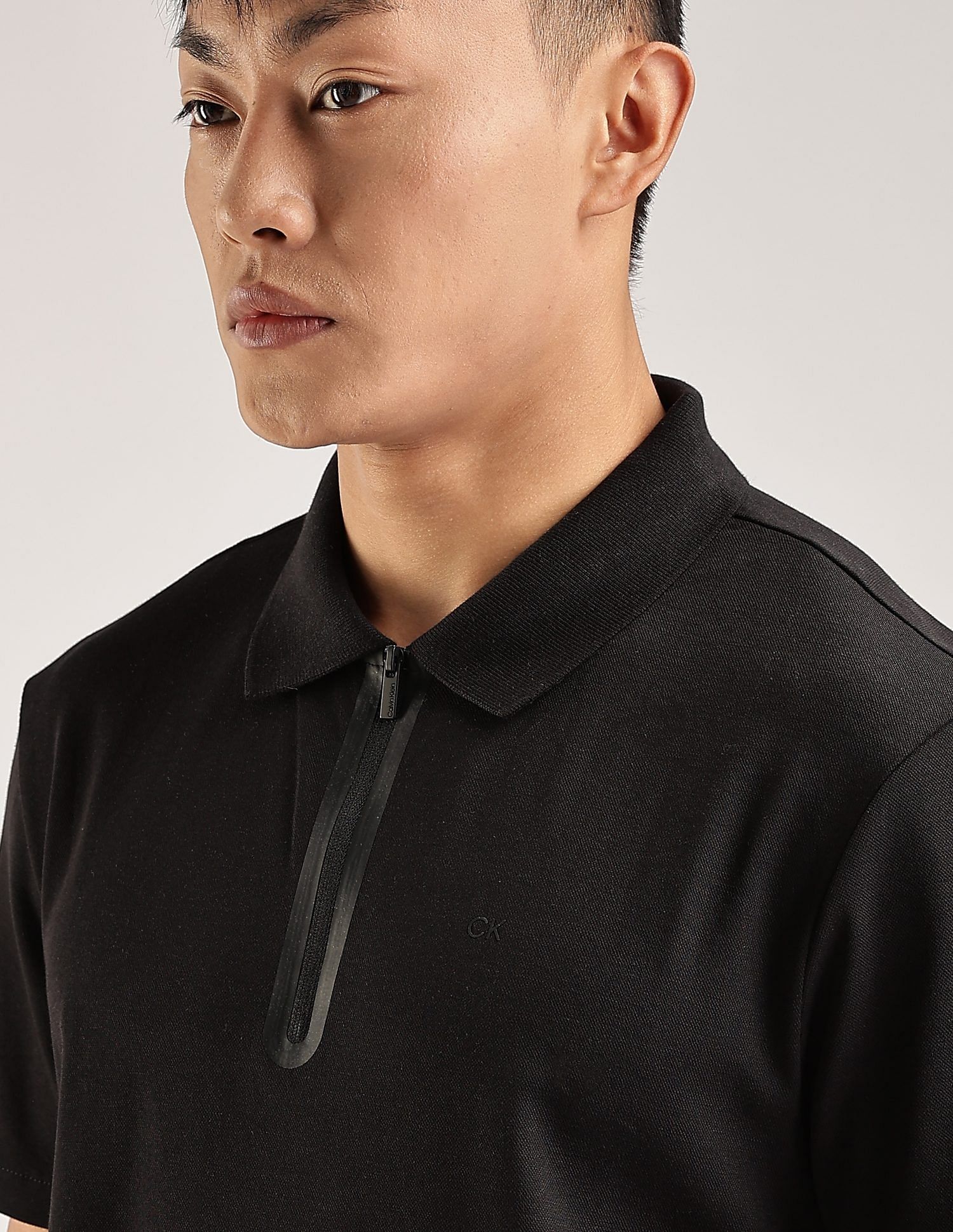 Calvin Klein Jeans Solid Regular-Fit Cotton Polo T-Shirt