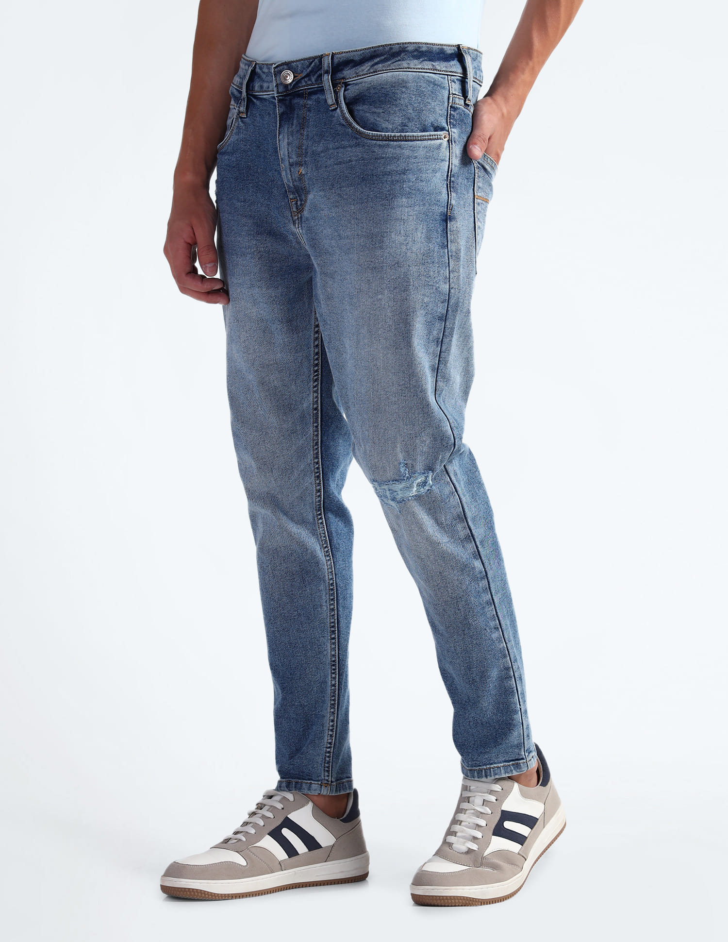 Mango Jeans Mens Cropped Tapered Jeans Cropped Carrot-fit Jeans