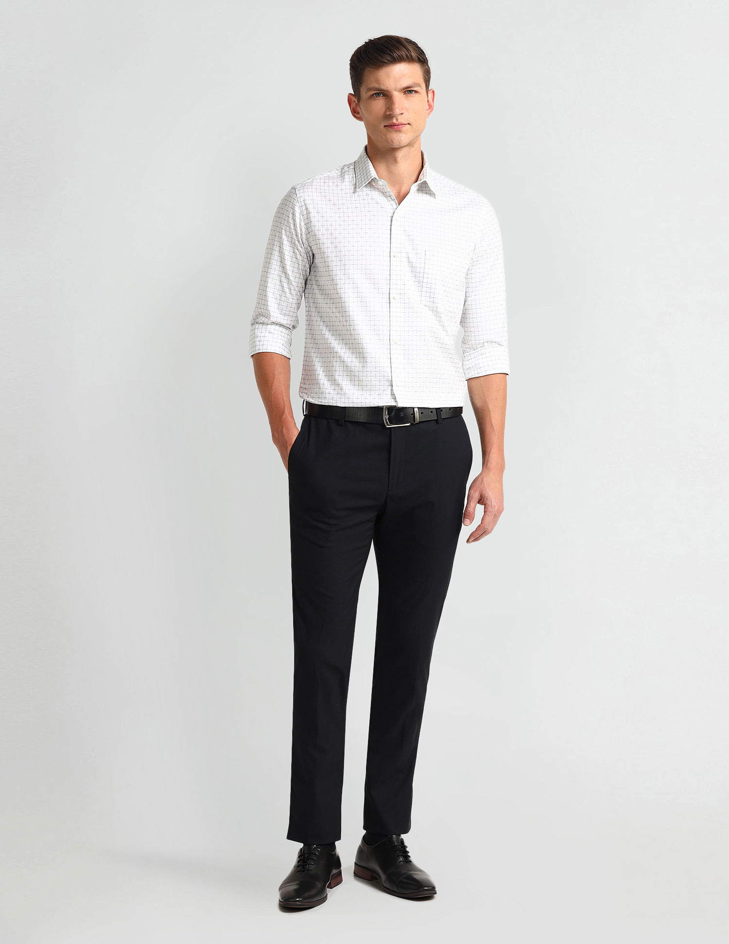Arrow Manhattan Slim Windowpane Checked Shirt