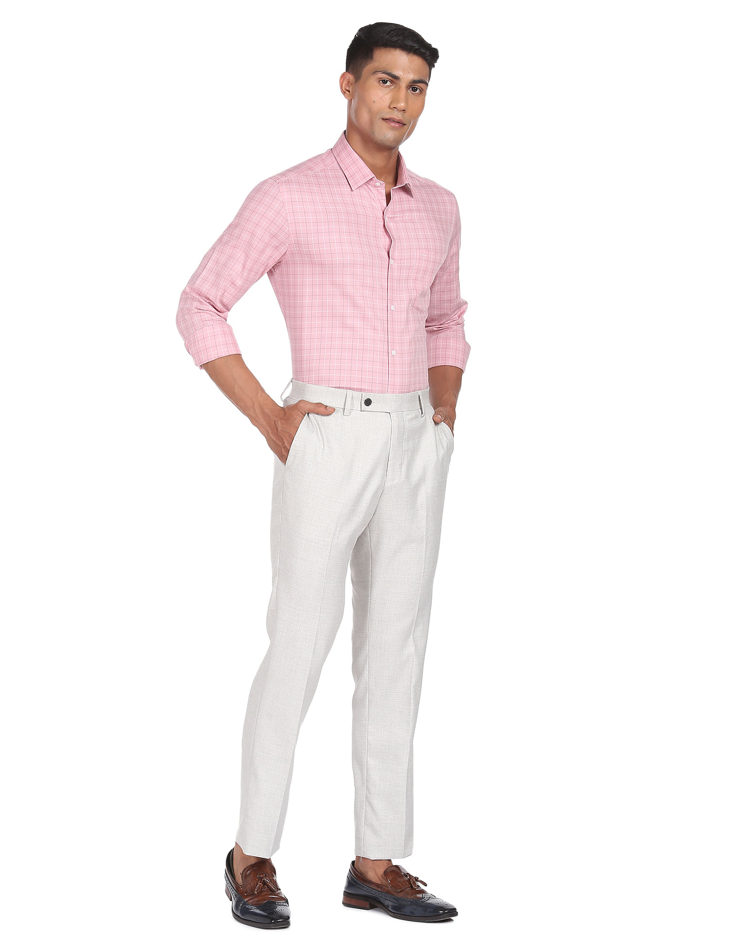 Arrow Manhattan Slim Fit Grid Tattersall Check Shirt