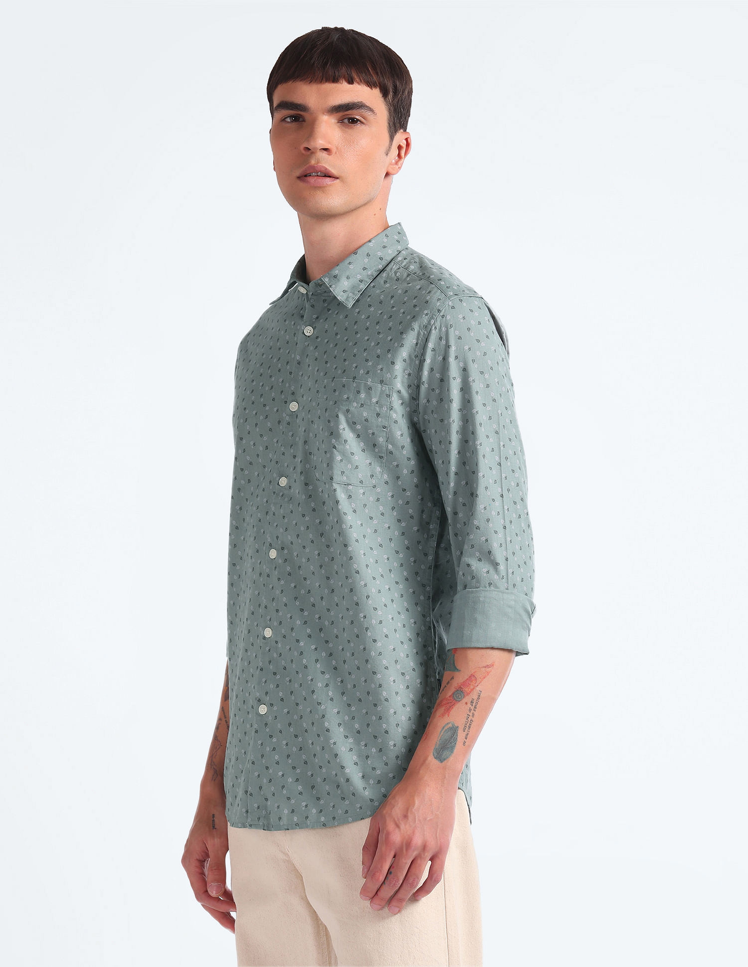 Flying Machine Graphic Print Slim Shirt