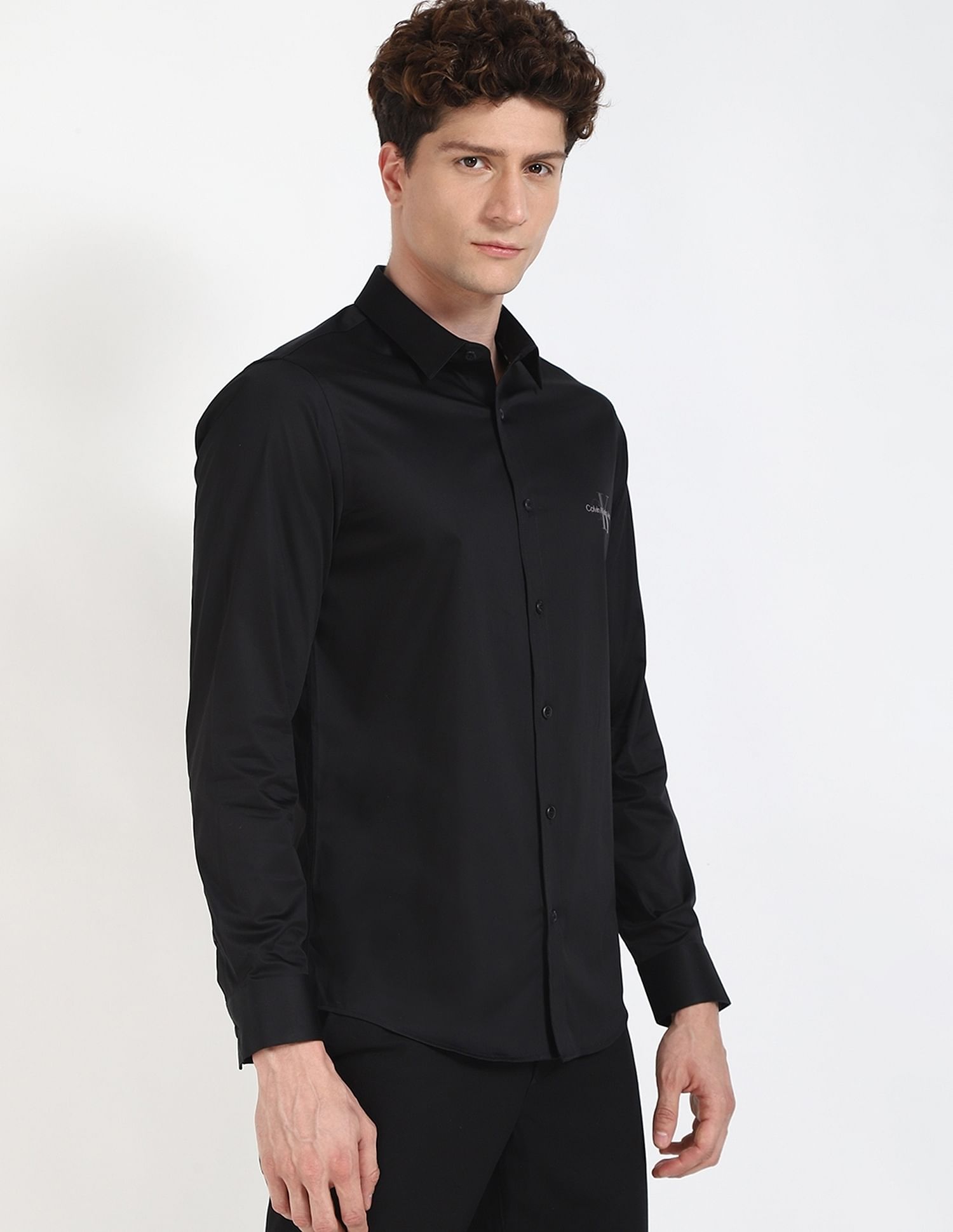 Calvin Klein Jeans Solid Slim-Fit Satin Woven Shirt