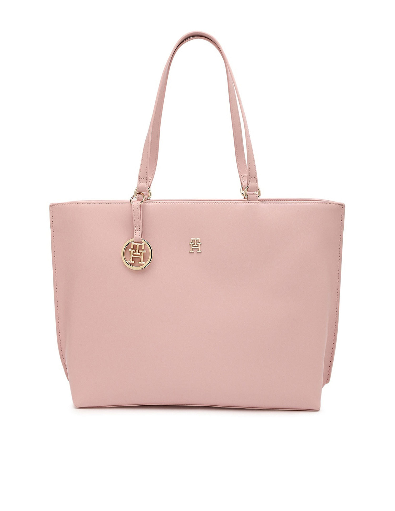 Tommy Hilfiger Solid Pink Pu Tote Bag