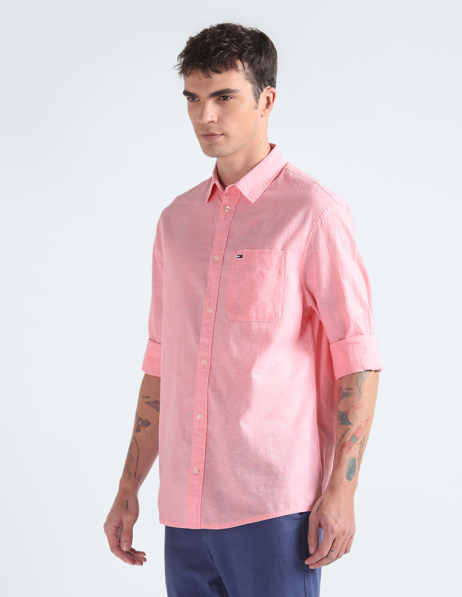 Tommy Hilfiger Chest Pocket Cotton Linen Shirt
