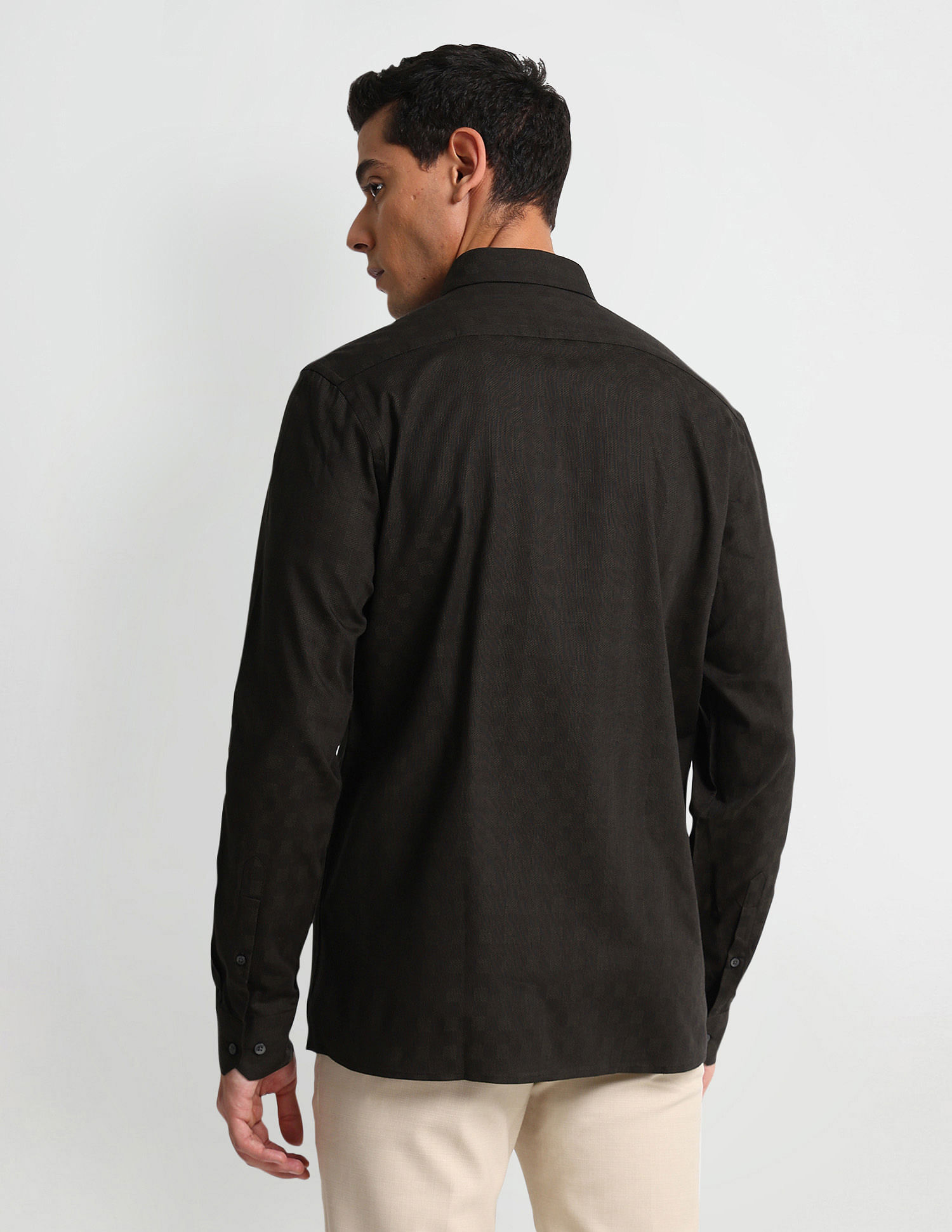 Arrow Patterned Check Dobby Shirt