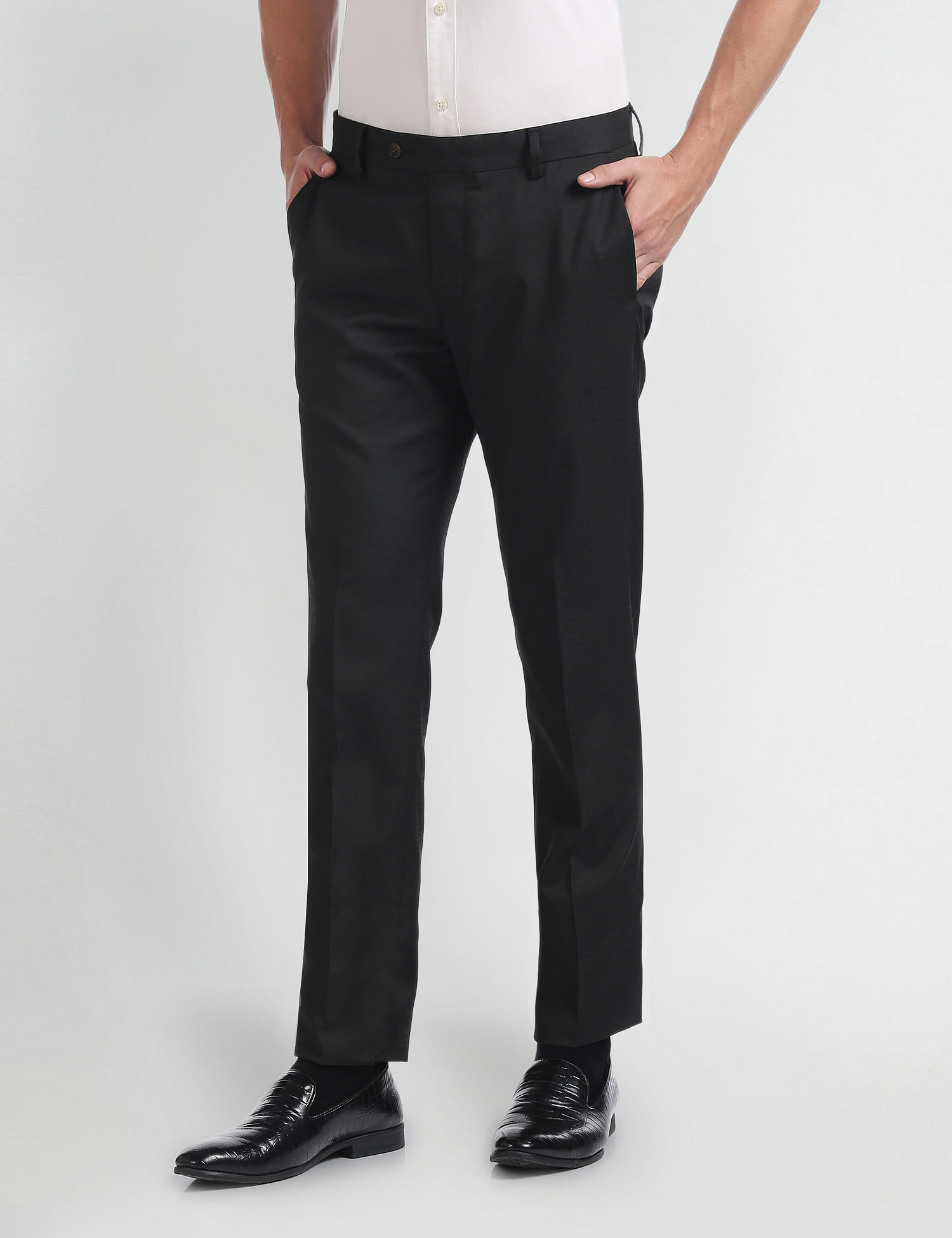 Arrow Hudson Tailored Fit Dobby Formal Trousers
