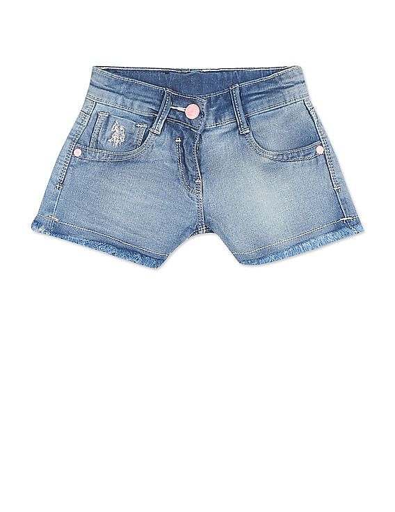 Buy Arshiner Girls Jean Shorts High Waisted Cuffed Hem Denim Short 4-12  Years, White, 7-8 Years at Amazon.in