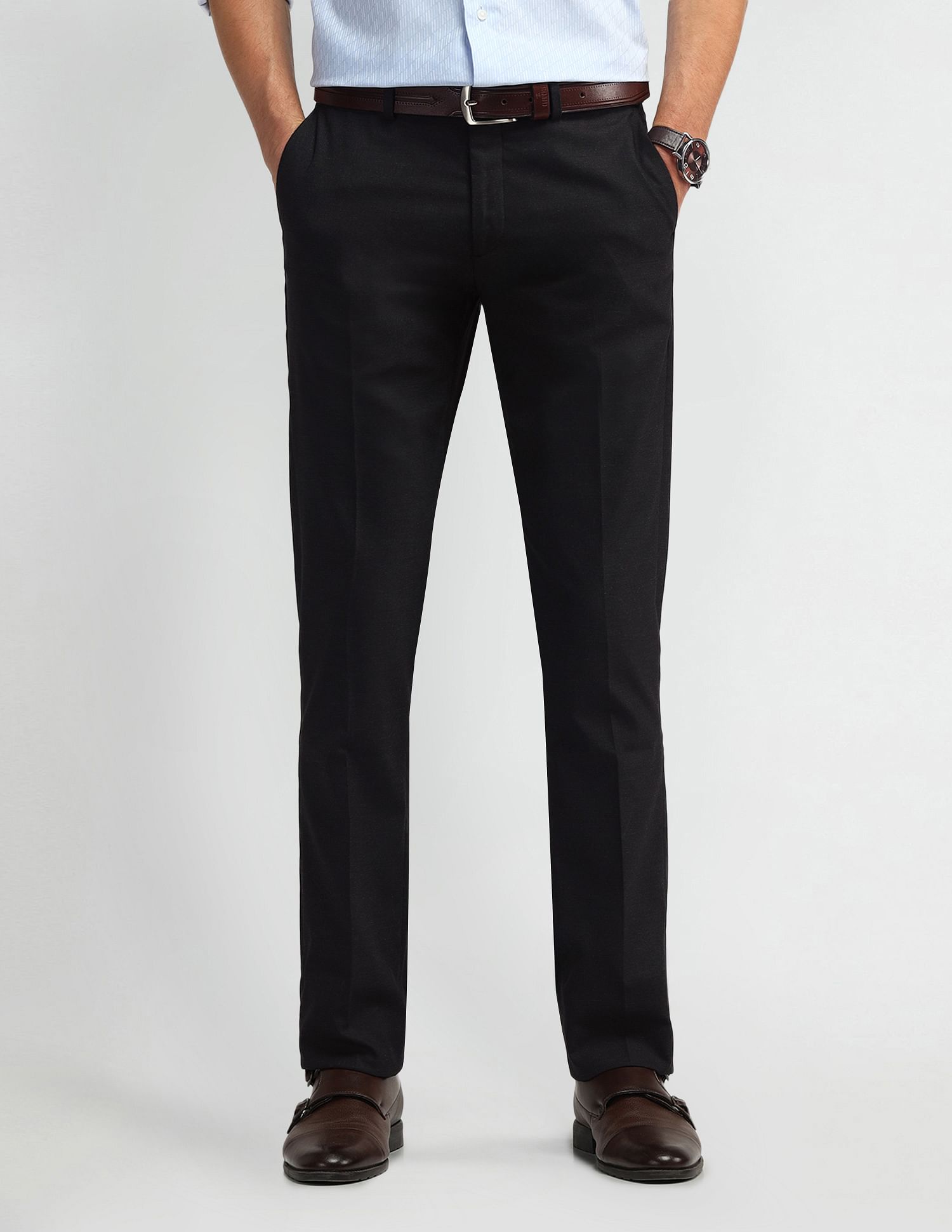 Arrow Slim Fit Mid Rise Trousers