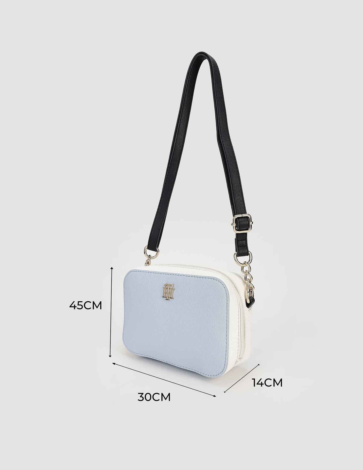Tommy Hilfiger Solid Blue PU Sling Bags