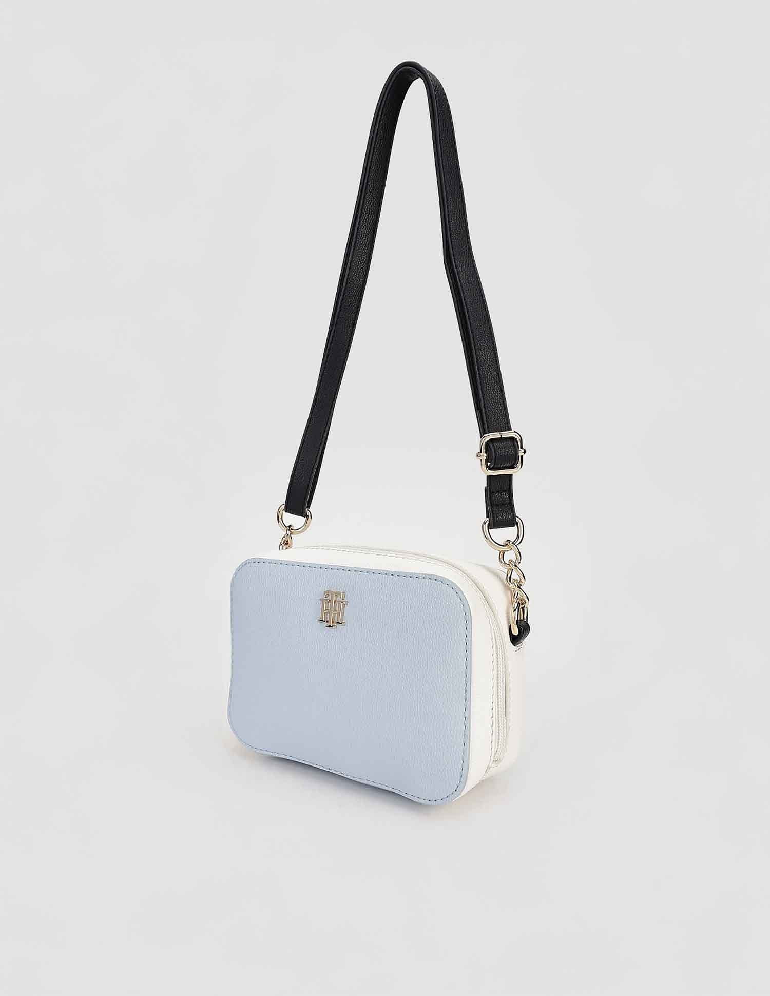 Tommy Hilfiger Solid Blue PU Sling Bags