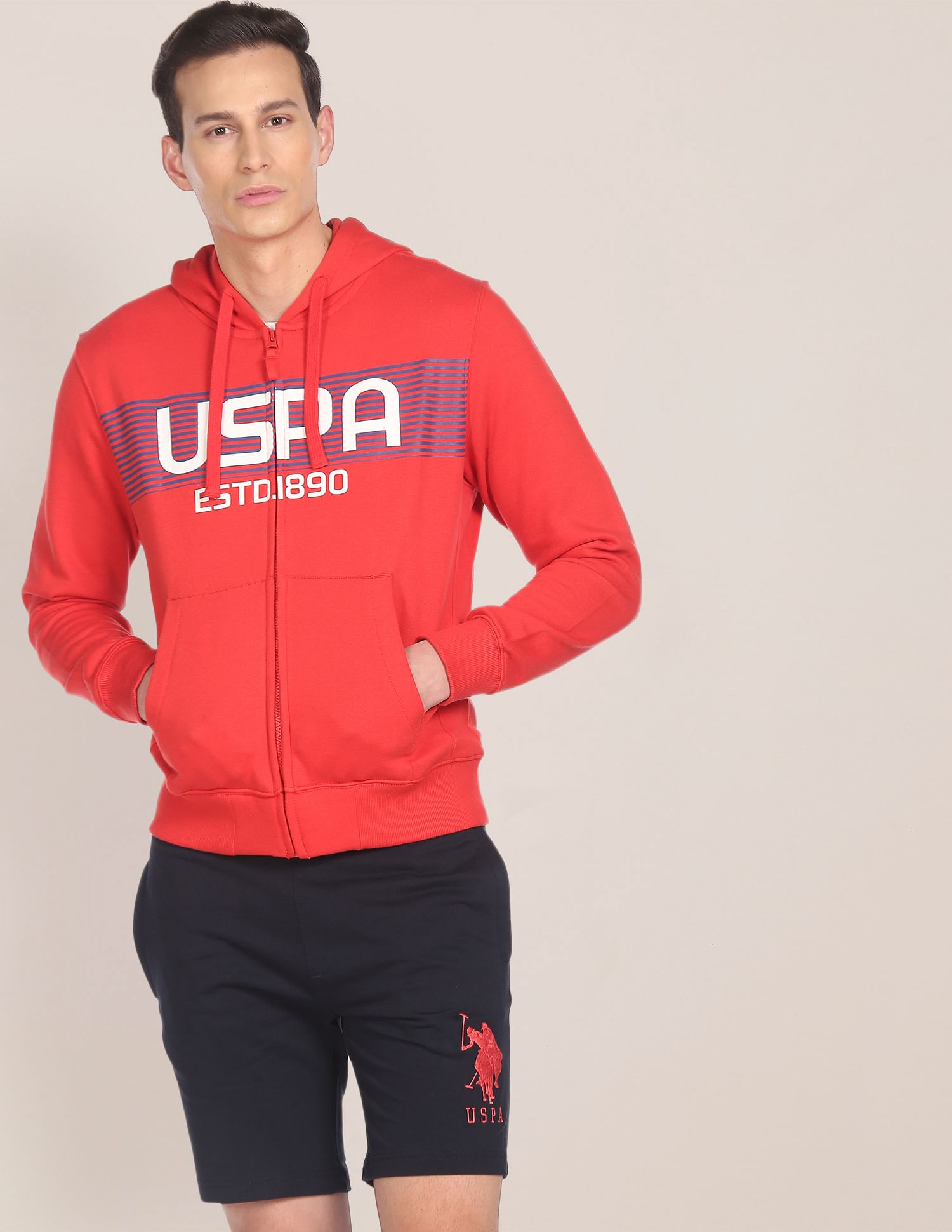 U.S. Polo Assn. Brand Print Hooded Sweatshirt
