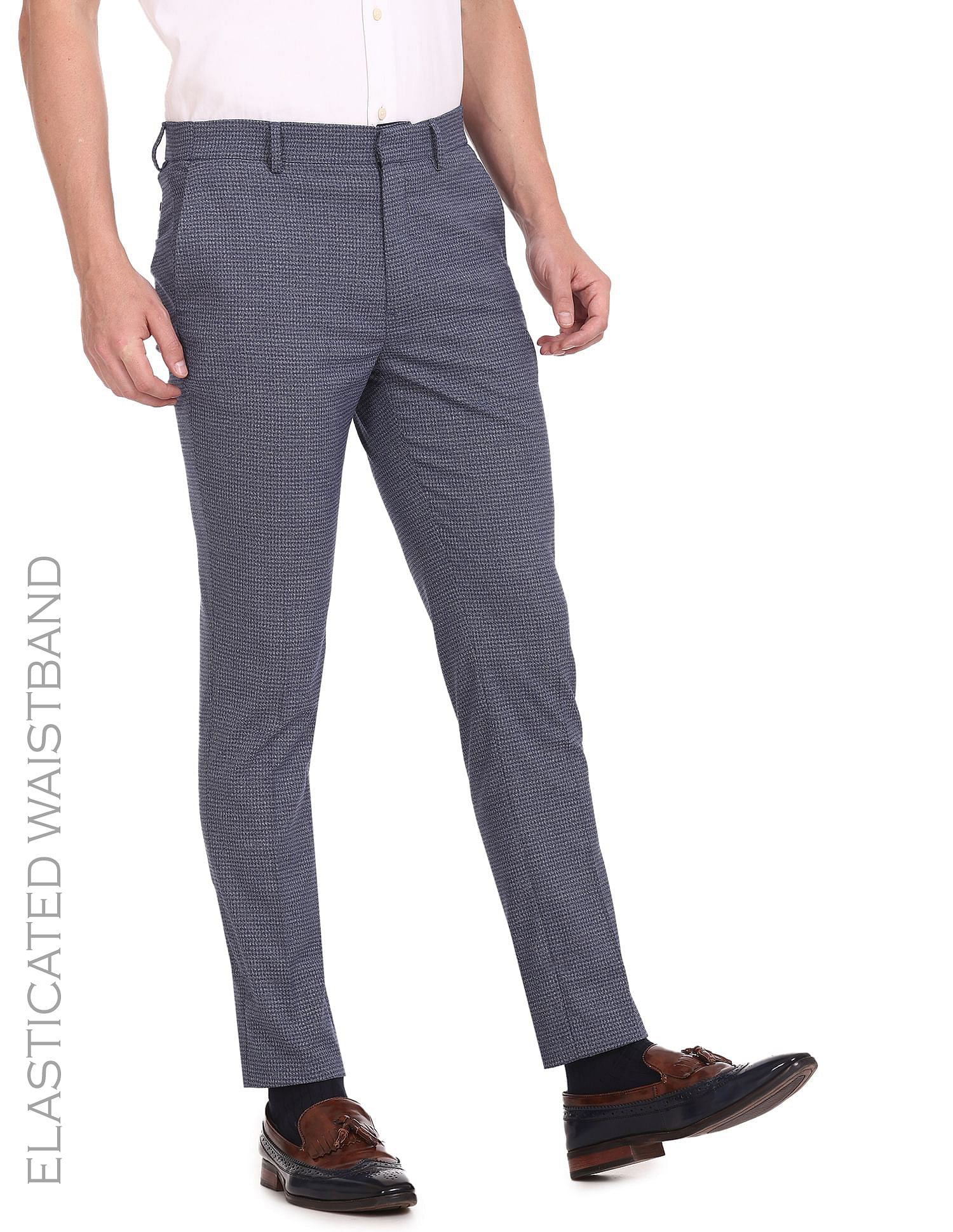 Buy Arrow Mid Rise Twill Solid Formal Trousers - NNNOW.com