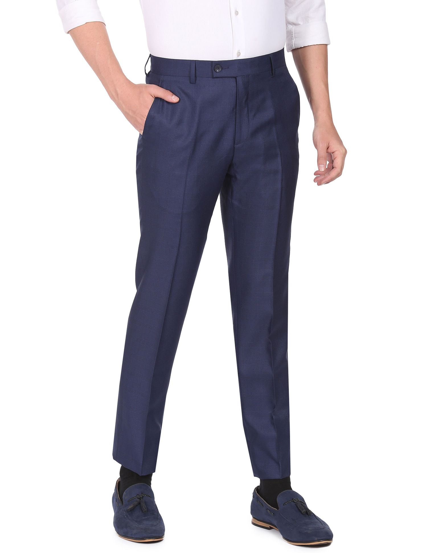 Buy online Navyblue Textured Formal Trouser from Bottom Wear for Men by  Ennoble for 1019 at 66 off  2023 Limeroadcom