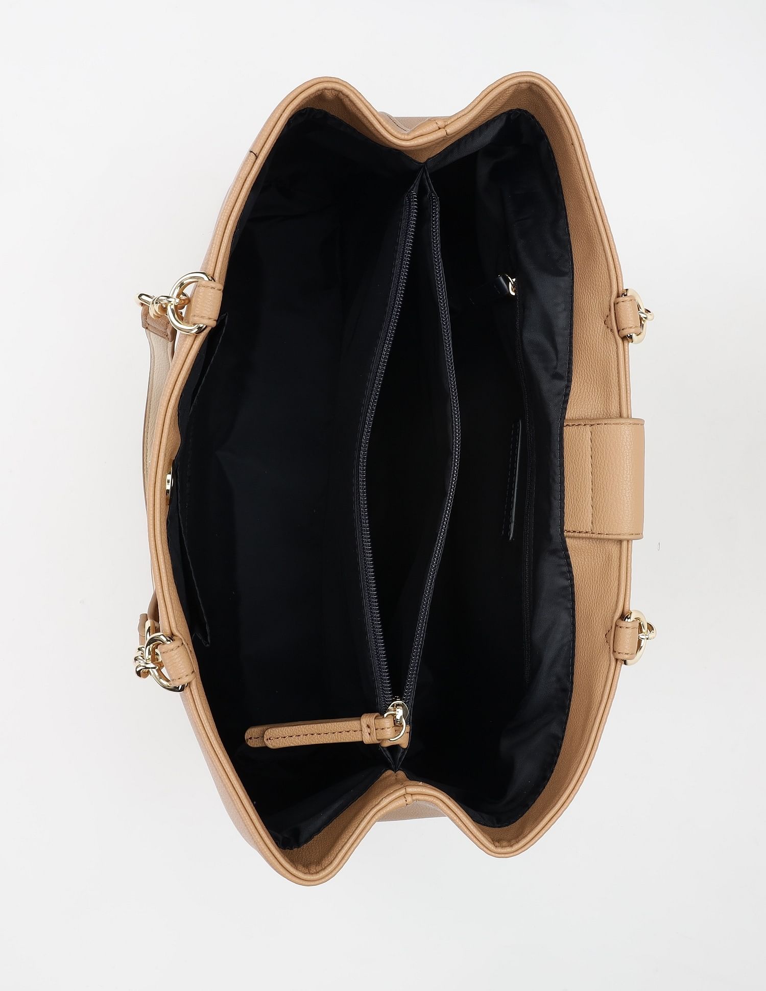 Tommy Hilfiger Solid Beige Pu Tote Bag