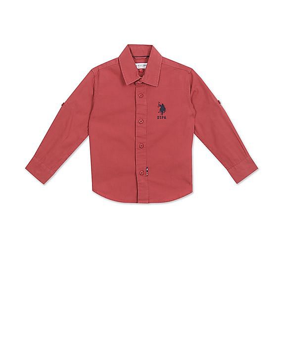 U.S. Polo Assn. Kids Boys Spread Collar Solid Shirt