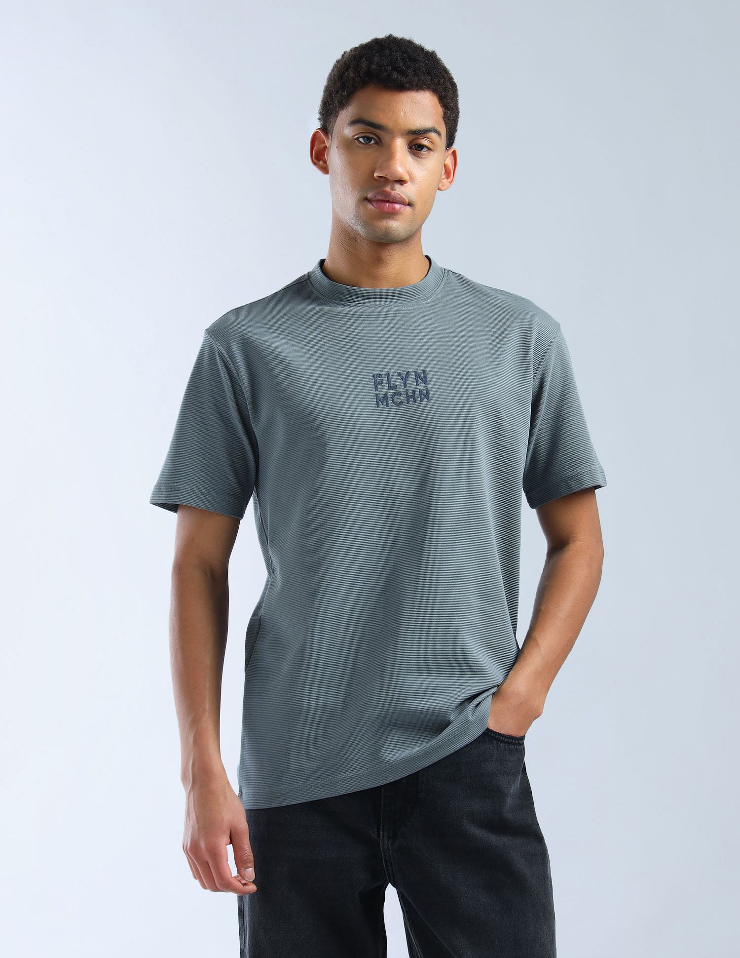 Flying Machine Textured Relaxed Fit Essentials T-Shirt