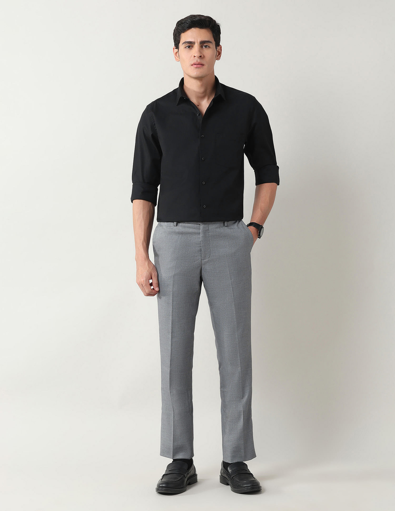 Arrow Regular Fit Textured Trousers