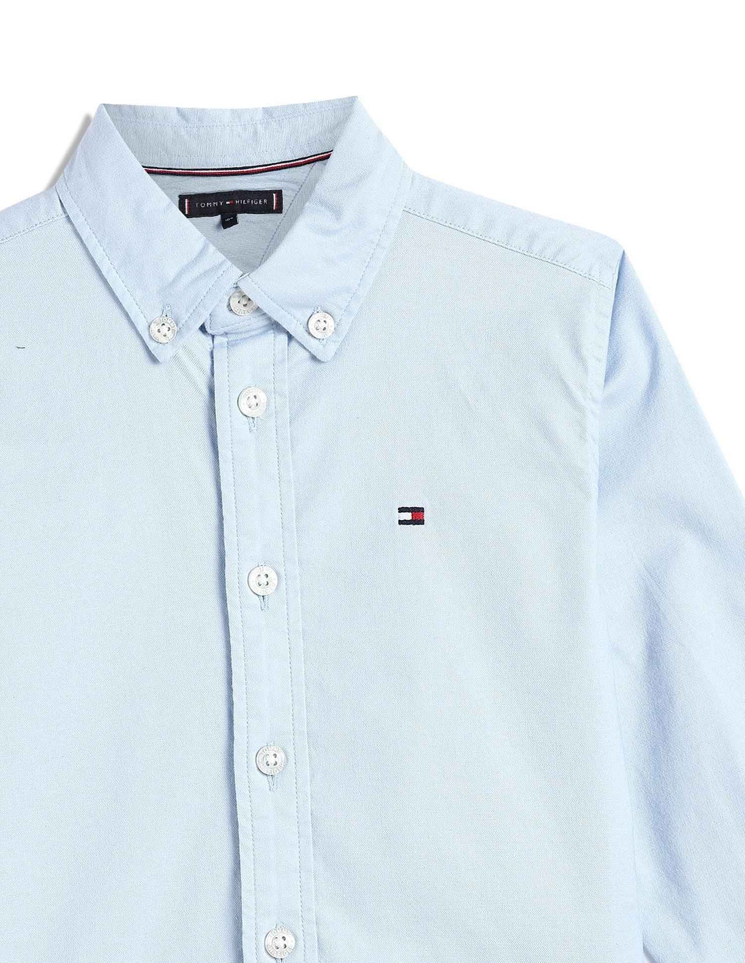 Tommy Hilfiger Kids Boys Solid Regular-Fit Cotton Shirt