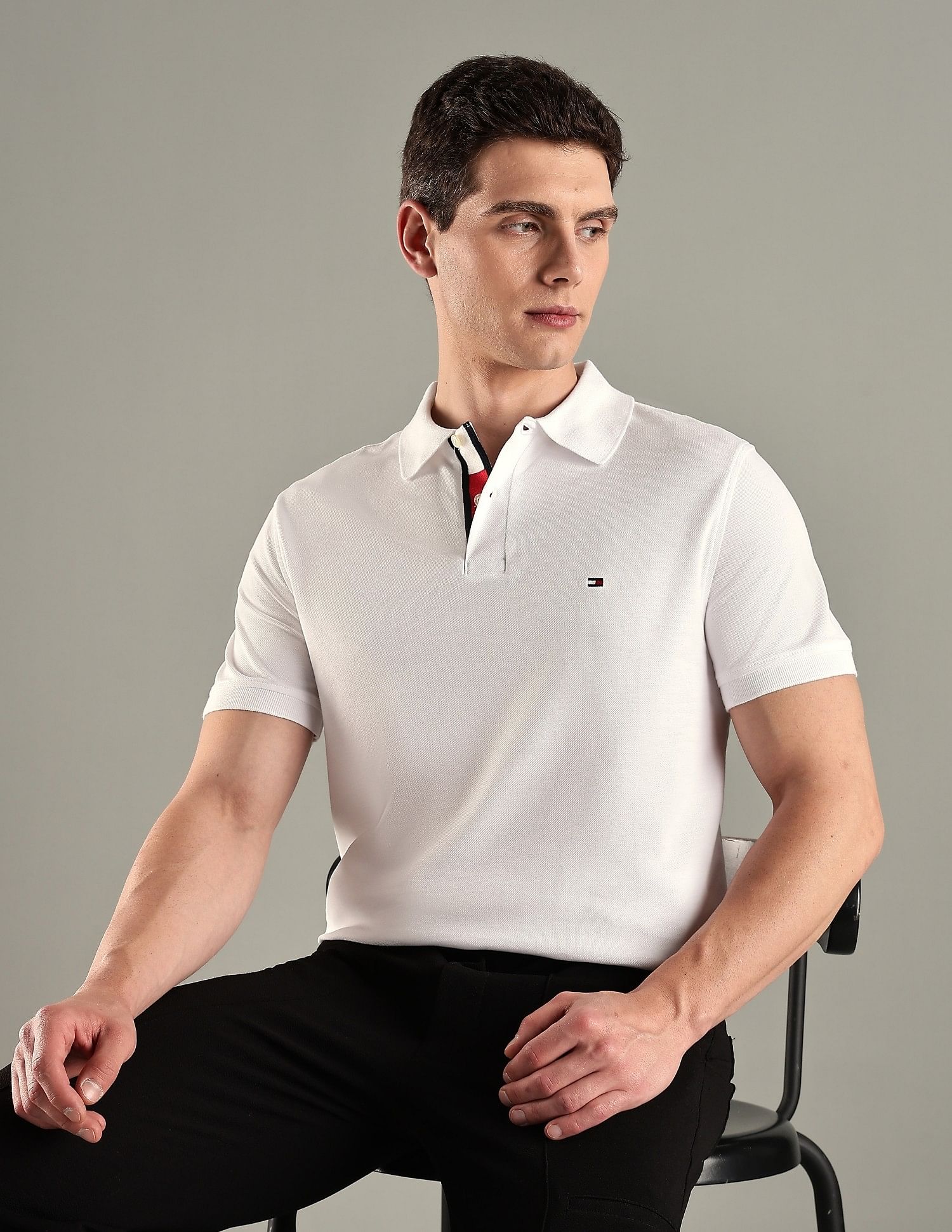 Tommy Hilfiger Solid Regular-Fit Cotton Polo T-Shirt