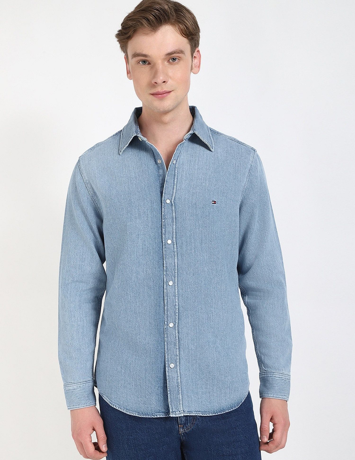 Tommy Hilfiger Solid Regular-Fit Cotton Shirt