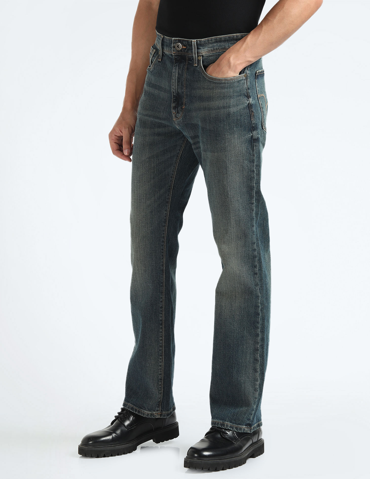 Flying Machine Bruce Relax Bootcut Fit Whiskered Jeans