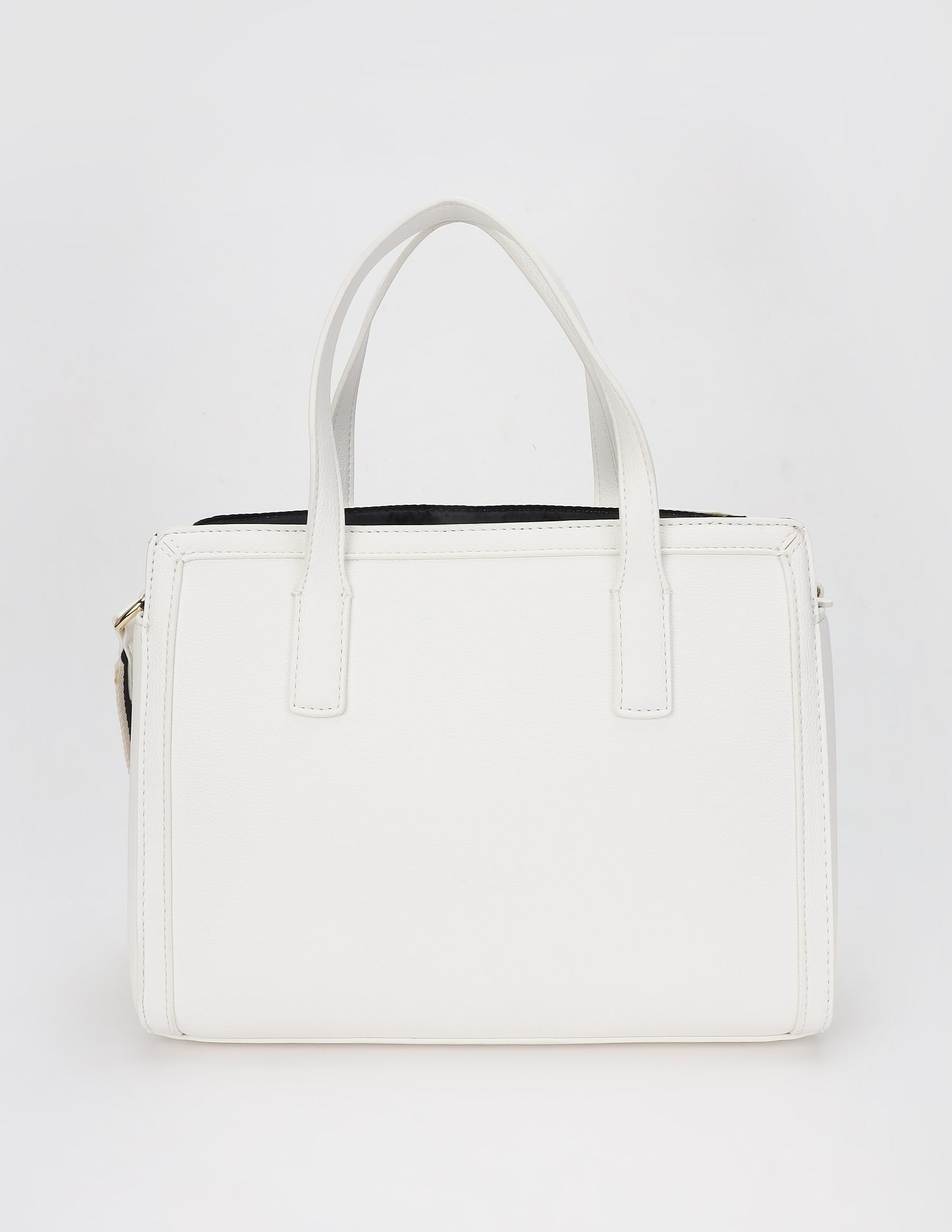 Tommy Hilfiger Solid White Cotton Handbags