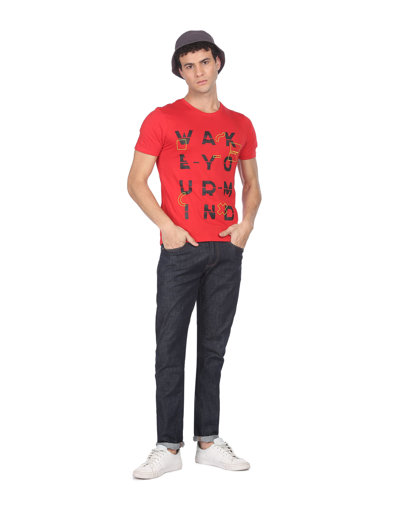 Flying Machine Cotton Graphic Print T-Shirt