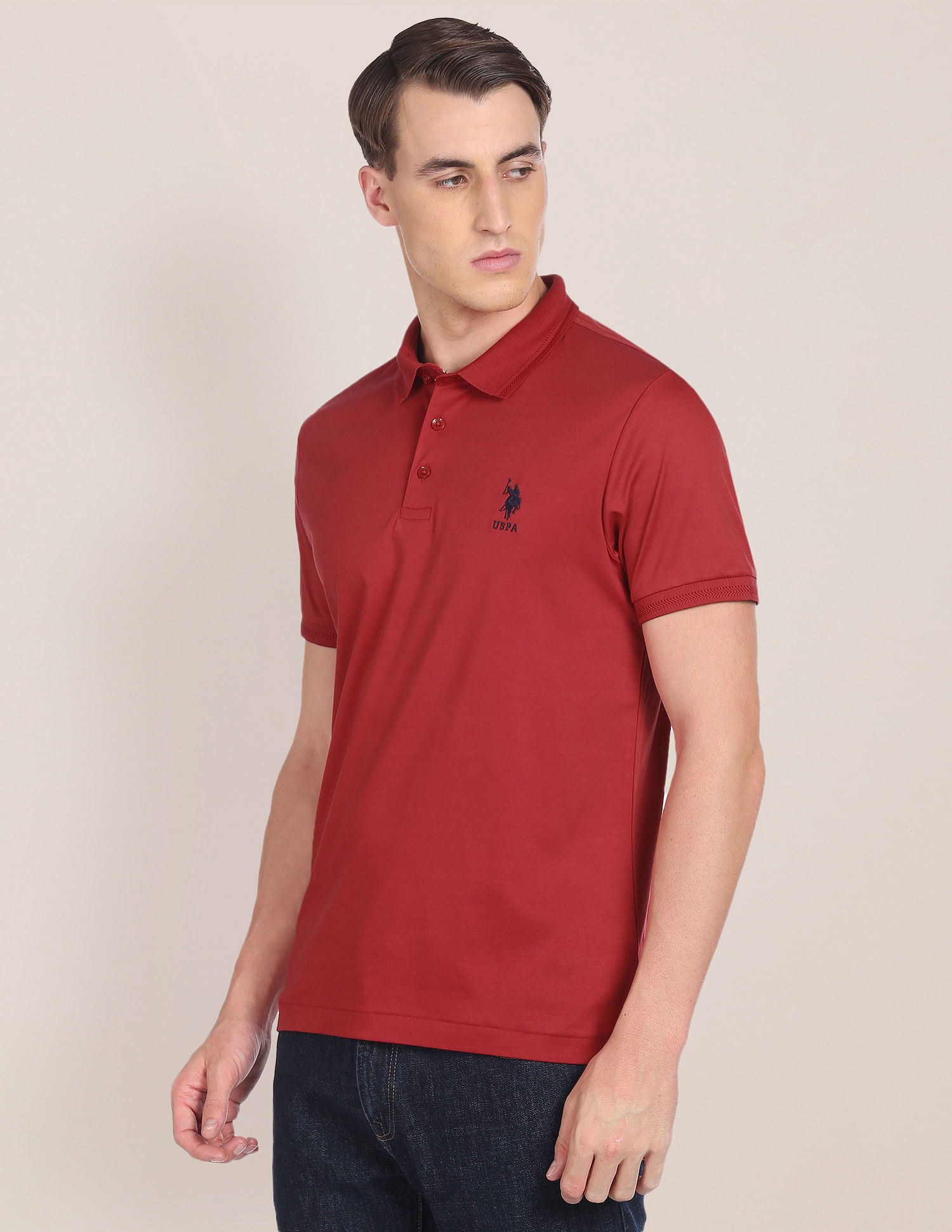 U.S. Polo Assn. Solid Ribbed Collar Pure Cotton Polo Shirt