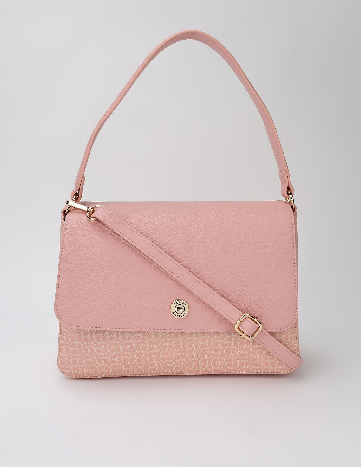 Tommy Hilfiger Logo Beige Pvc Hand Bag