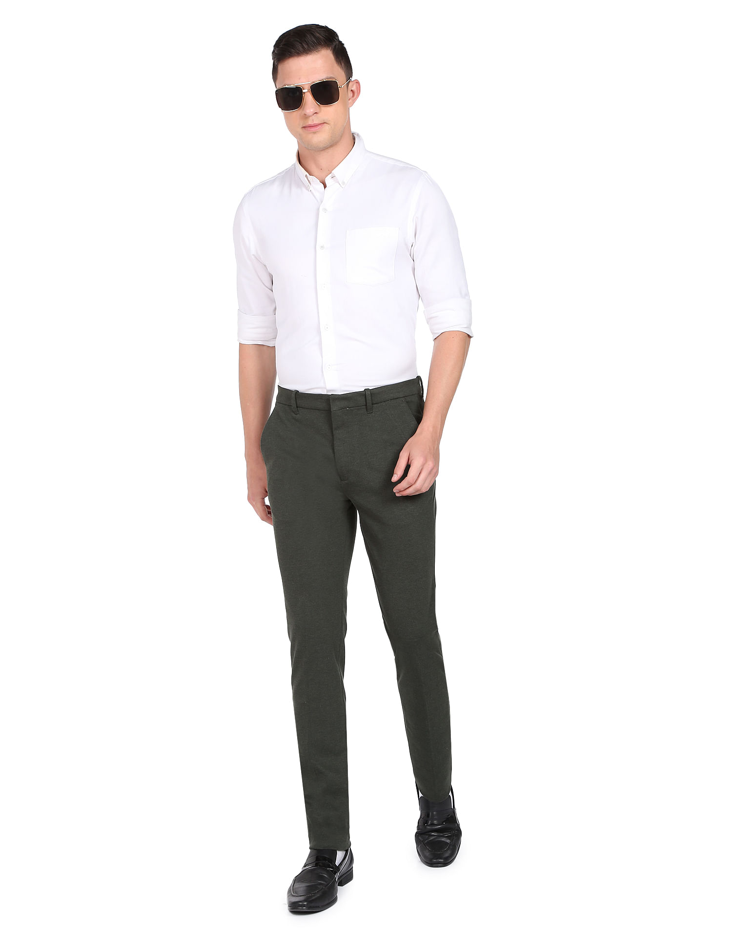 Buy Arrow Newyork Jackson Super Slim Fit Formal Trousers 