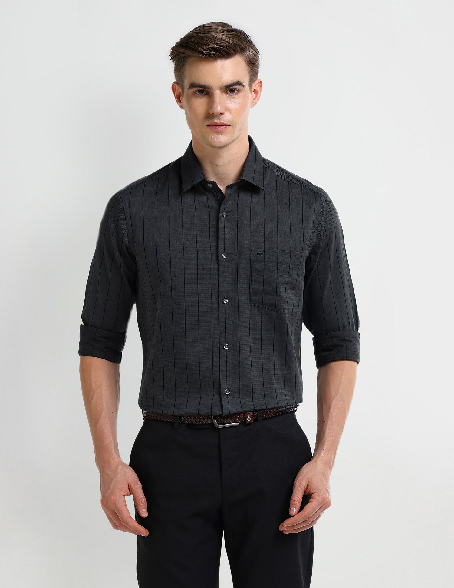 Arrow Vertical Striped Cotton Shirt