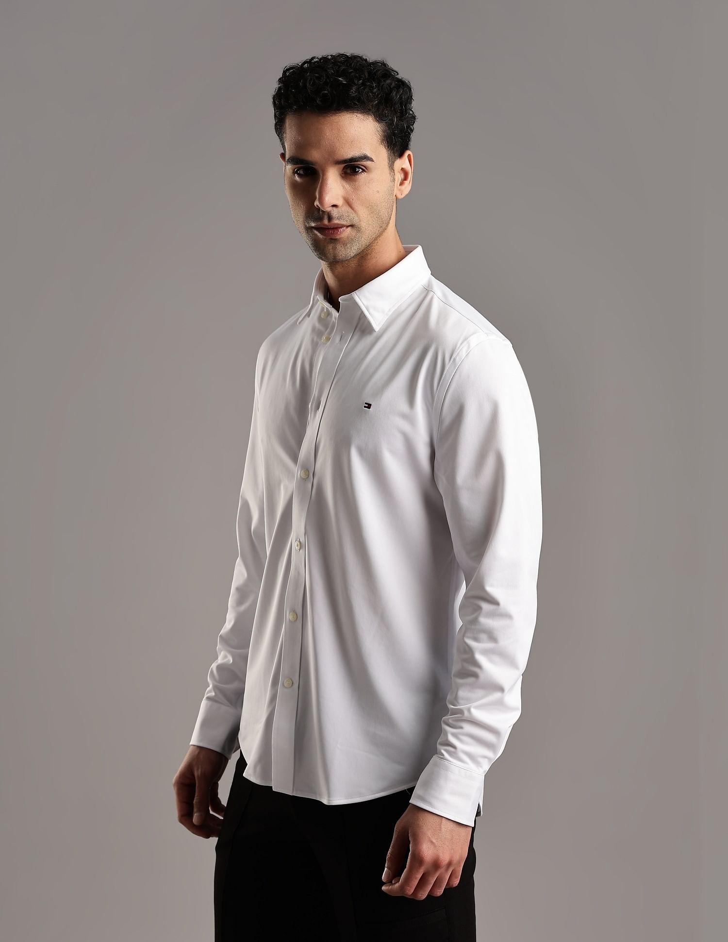 Tommy Hilfiger Solid Slim-Fit Polyester Shirt
