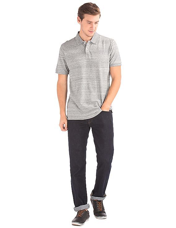 GAP Men Grey Space Dye Pique Polo