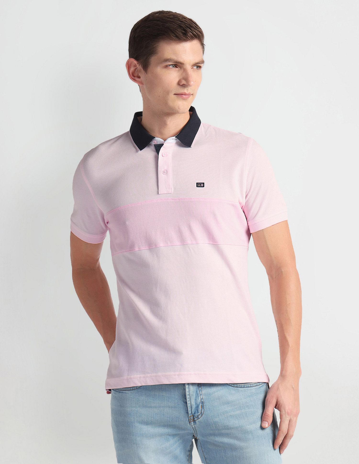 Arrow Sports Colour Block Contrast Collar Polo Shirt