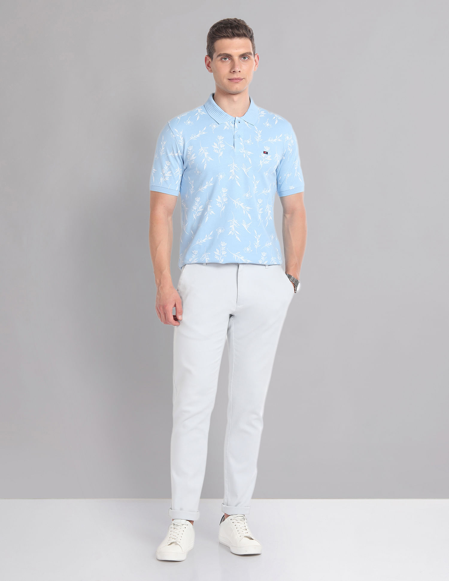 AD by Arvind Real Deal Tropical Print Polo Shirt