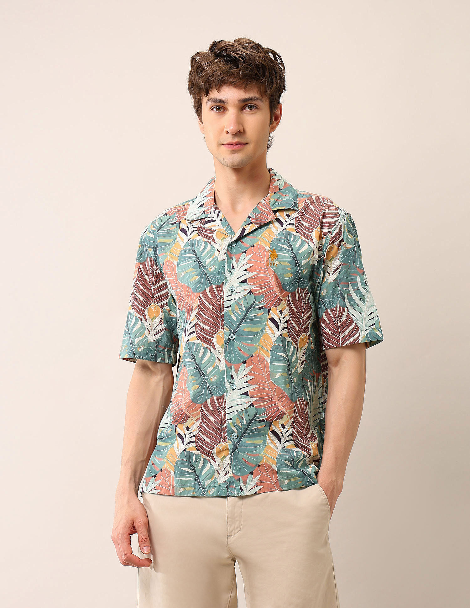 U.S. Polo Assn. Denim Co. Tropical Printed Cuban Shirt