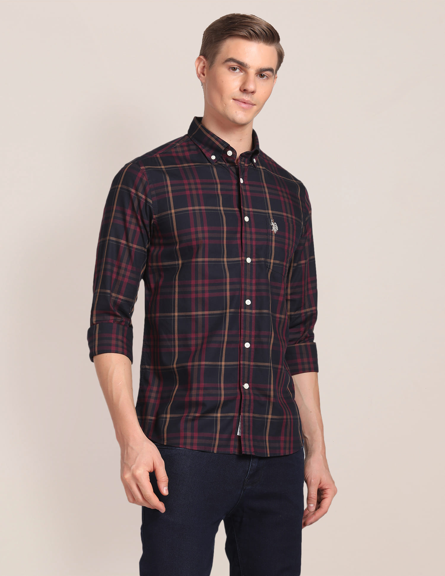 Buy Polo Button Down Collar Plaid Check Shirt NNNOW