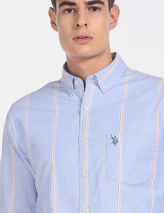 us polo blue striped shirt